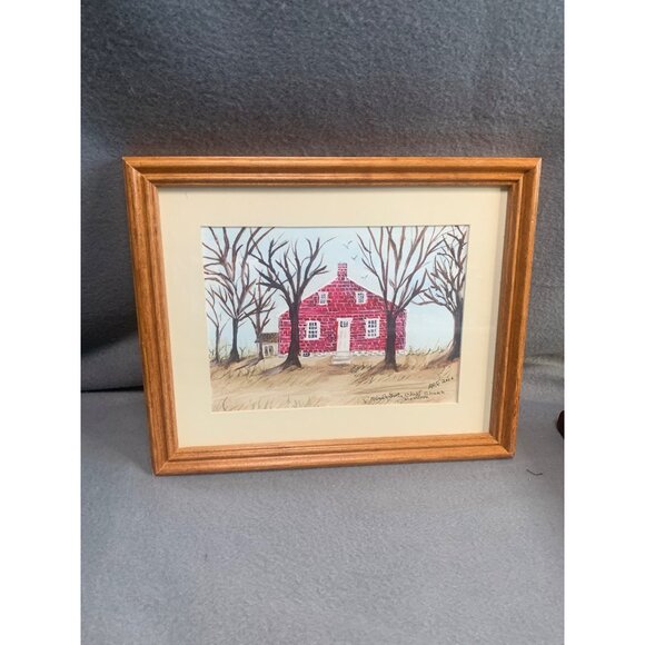 Framed Watercolor Painting Manor Brethren Church by Anna Ruth Enders - Picture 10 of 10